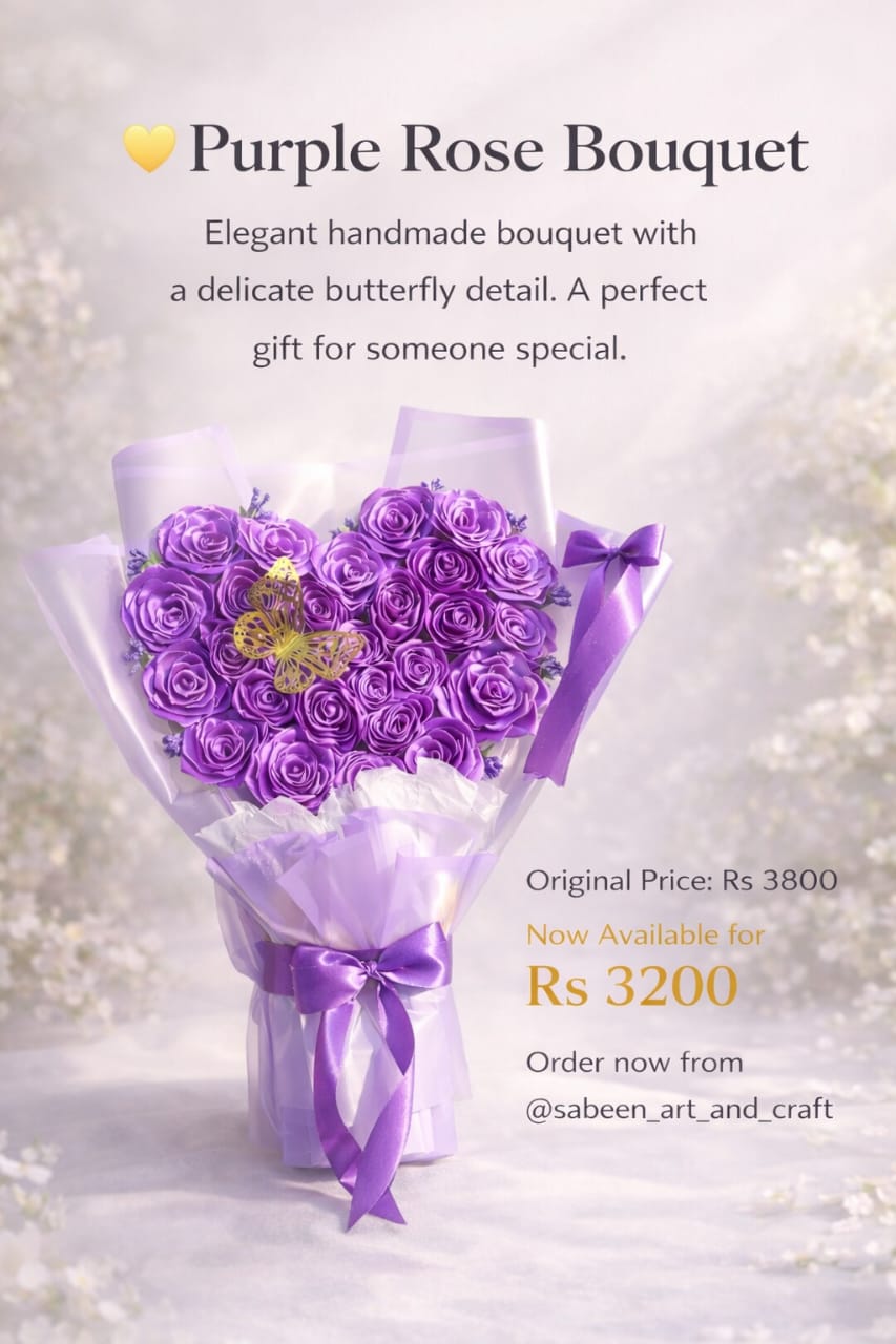 Purple Rose Heart Bouquet