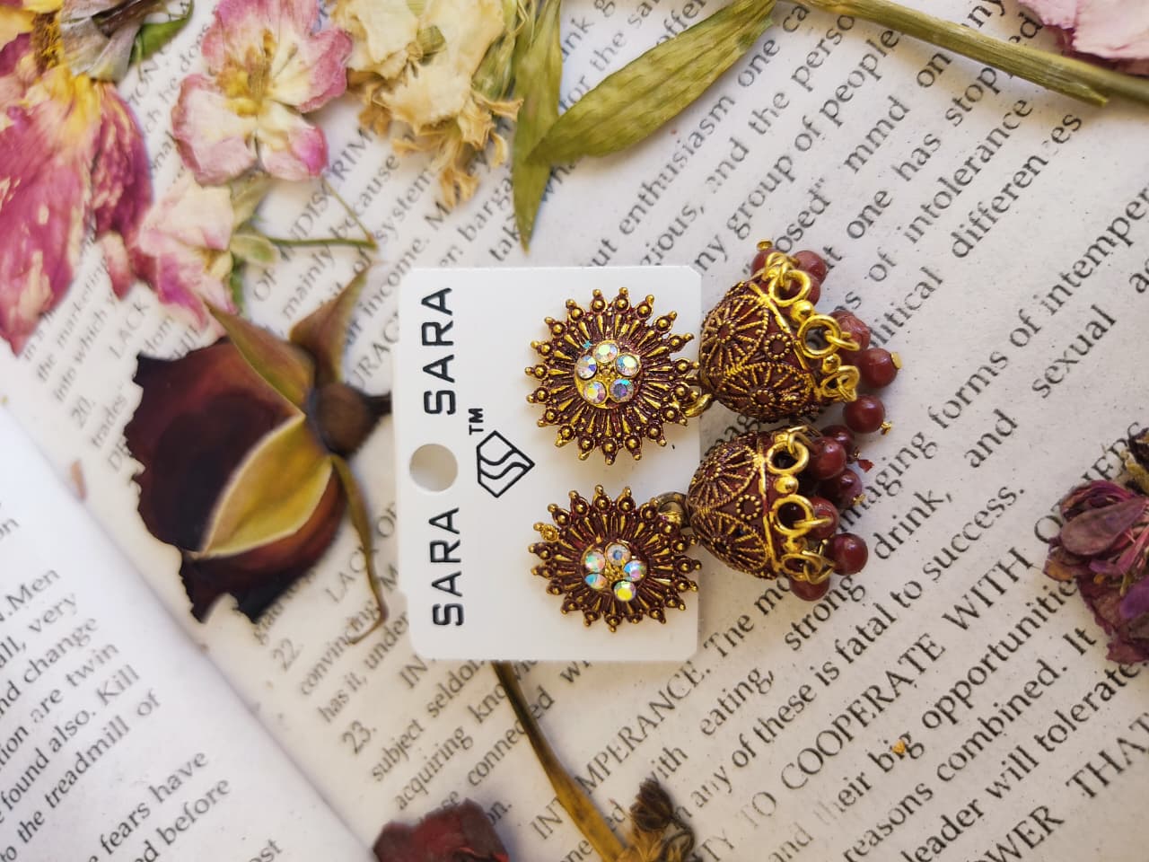 Maroon Floral Stud