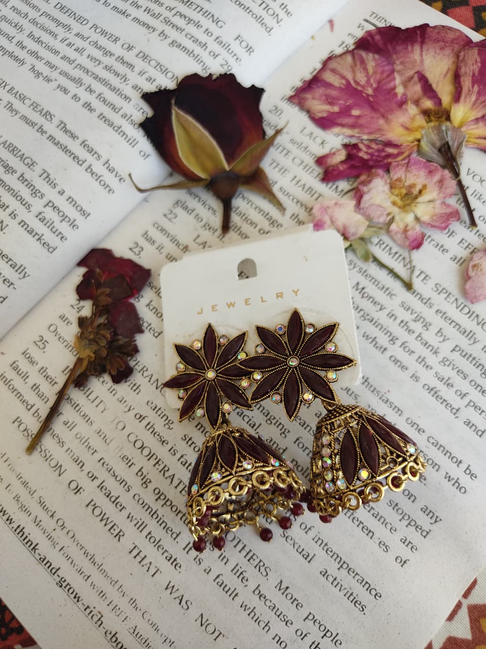 Antique Brown Leaf Jumka